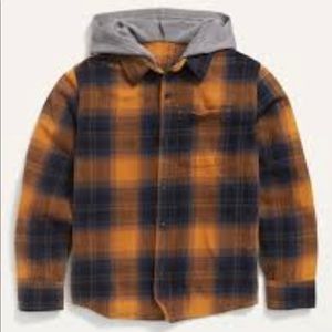 Old Navy Button Down Hooded Flannel Shirt